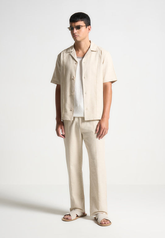 Linen Pintuck Trousers - Natural