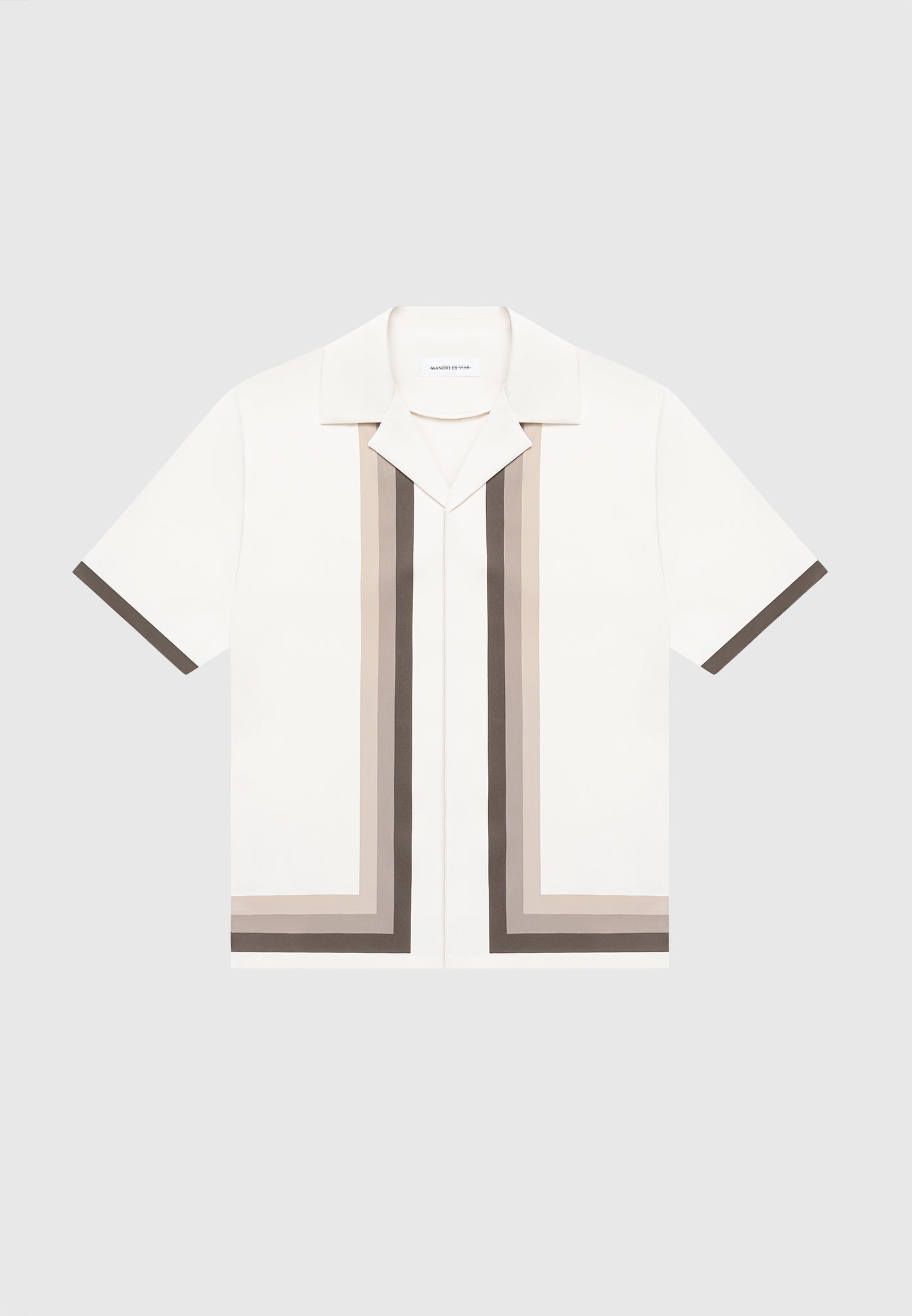 Ombré Border Revere Shirt - Cream/Brown