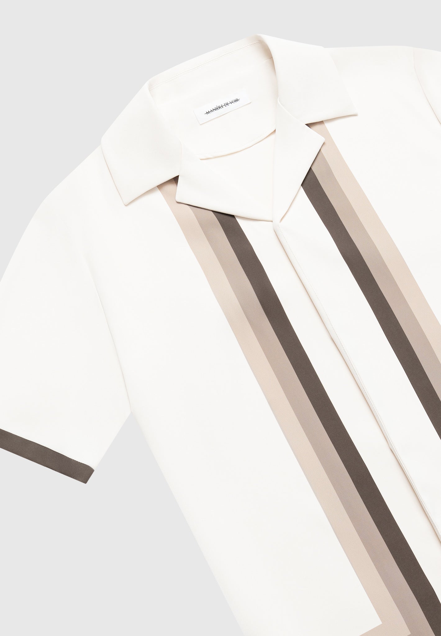 Ombré Border Revere Shirt - Cream/Brown