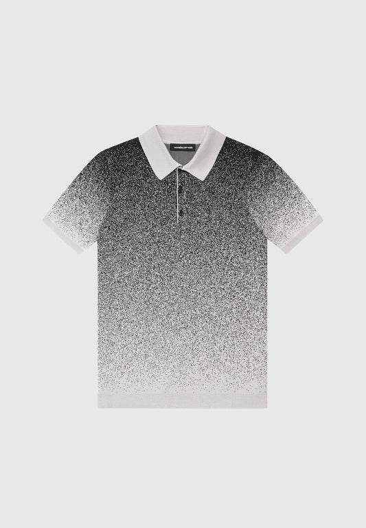 Ombré Knit Polo Top - Grey/Black