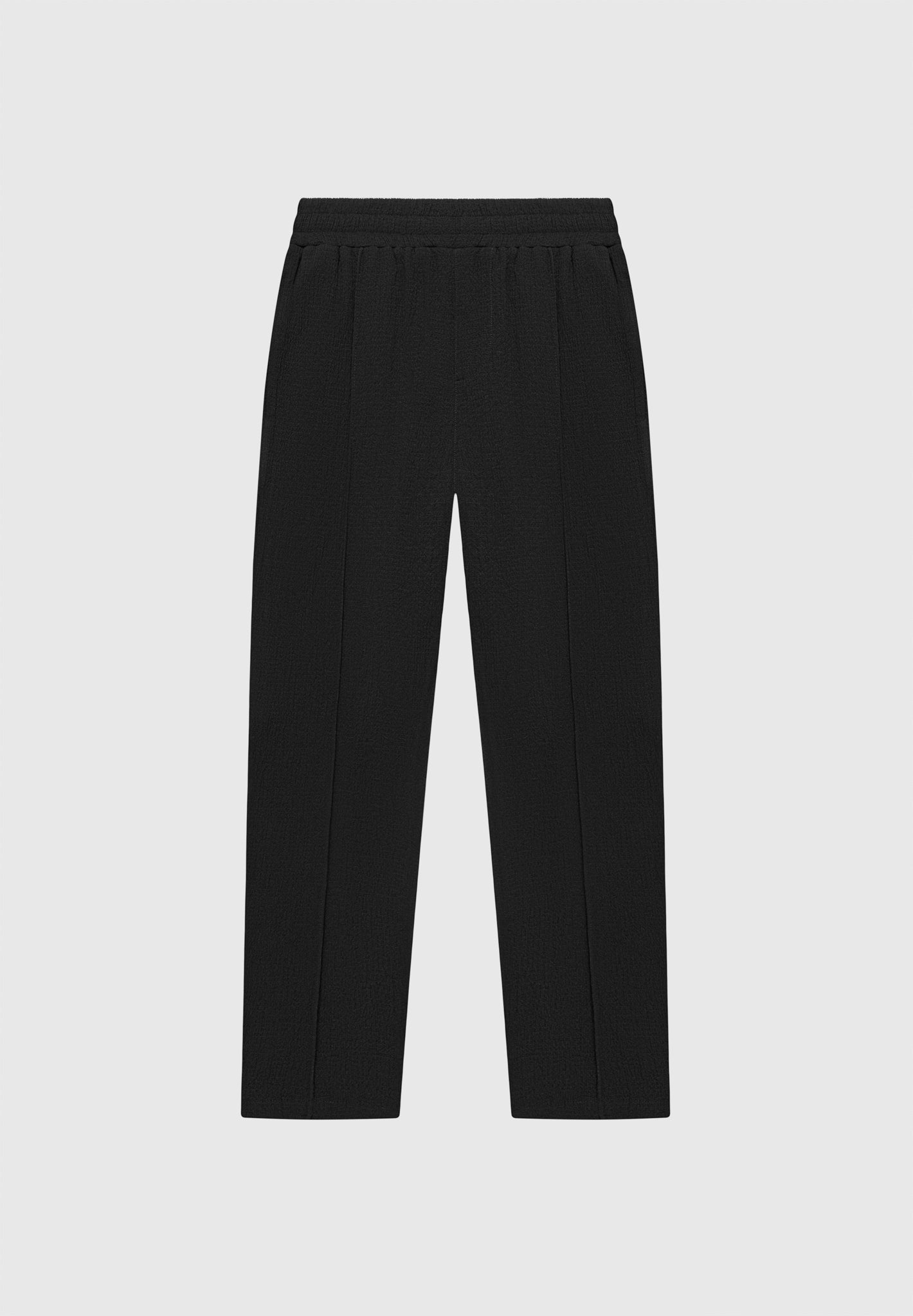 Seersucker Tapered Trousers - Black
