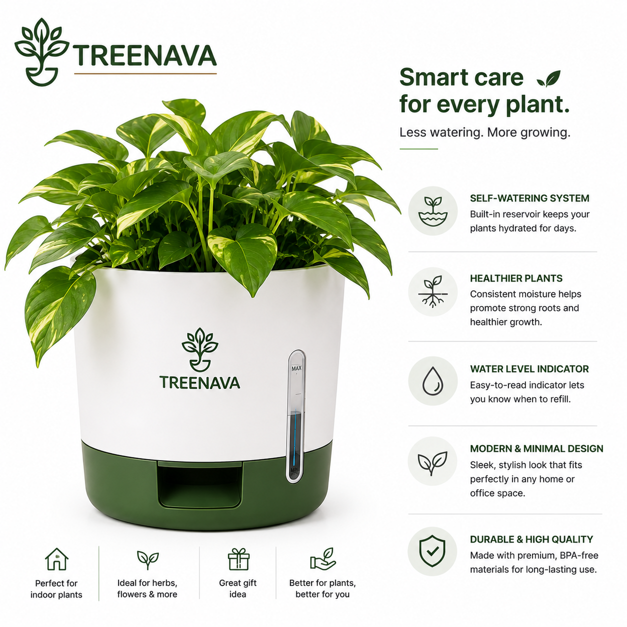 TREENAVA Self-Watering Plant Pot - Image 2